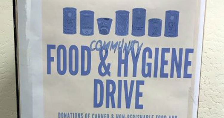 Donate food and hygiene items all month