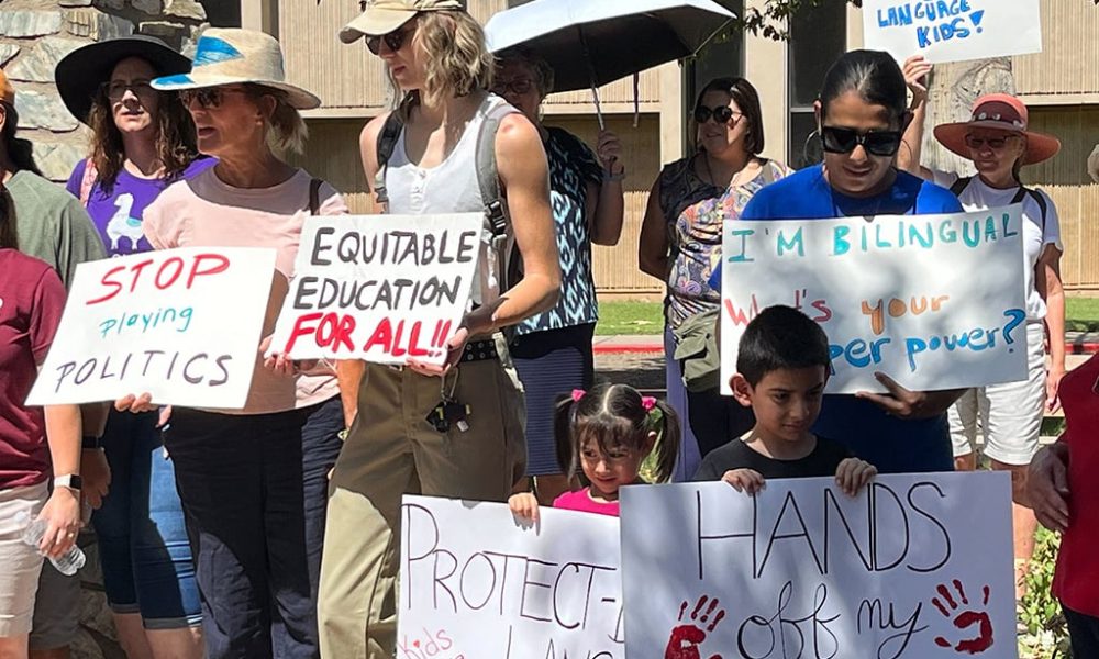 Protesters gather at state Capitol to challenge Tom Horne’s anti-dual language rhetoric