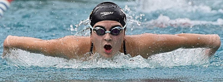 Leyba breaks scoring drought at state swim meet