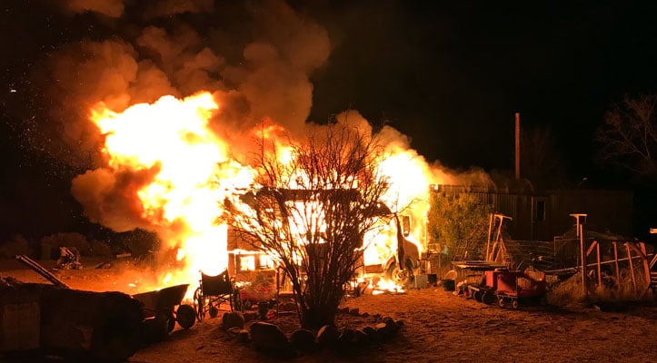 Portable propane heater blamed for truck and trailer fire south of Safford