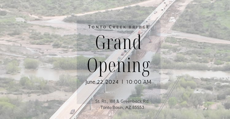 Tonto Creek Bridge Grand Opening set for Saturday, June 22