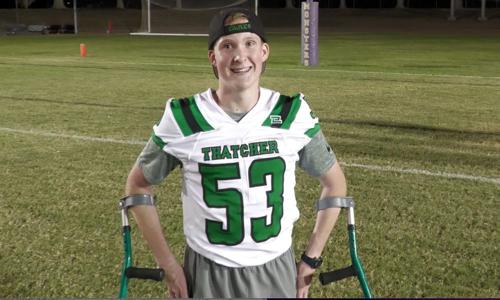 He scores! Thatcher Football Team Manager gets a TD