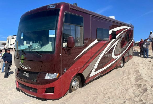 RV crashes onto the beach; No injuries reported